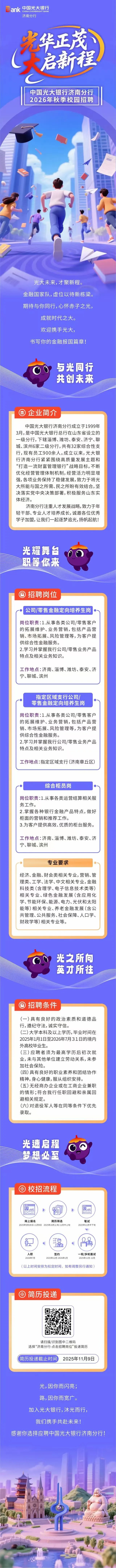 中国光大银行济南分行2026年秋季校园招聘(图1)