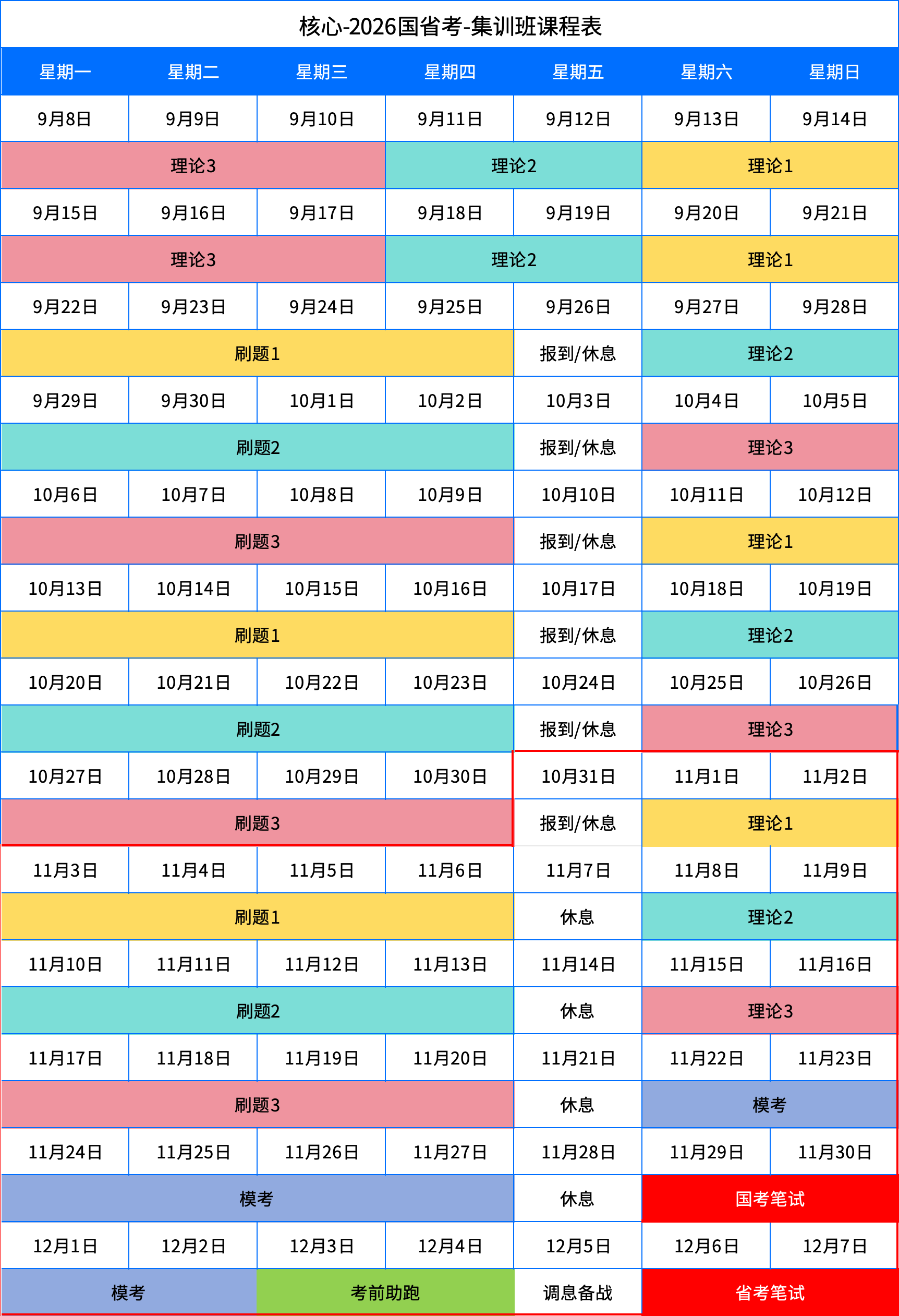 2026山东省考-集训班-课程表(图1)